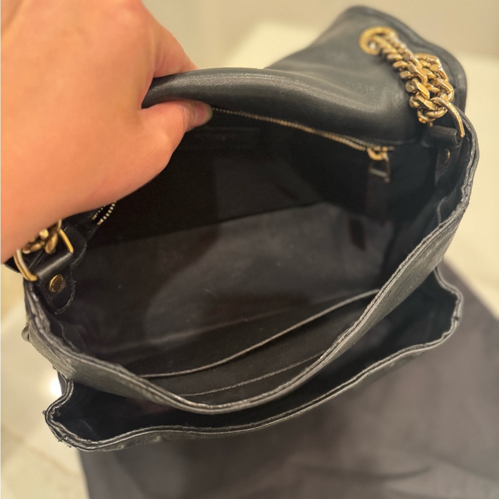 Saint Laurent Medium Nikki Black Leather Shoulder Bag with Yellow Gold Chain - Picture 10 of 16